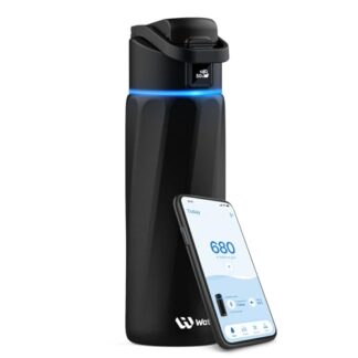 BOOST - Borraccia intelligente con promemoria idratazione e tracker, borraccia termica sottovuoto, in acciaio inox, senza BPA, apertura larga, ideale per palestra, scuola, ufficio, colore nero (710 ml