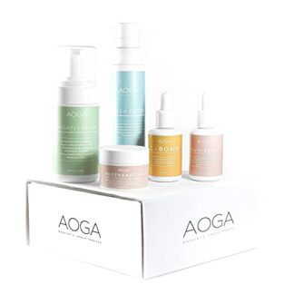 Skin Care Kit Viso BIO Antirughe & Antimacchie - Skincare Coreana [5 prodotti]: Mousse Detergente, Tonico Mist, Siero Viso Acido Ialuronico, Siero Antimacchia Viso Vitamina C, Crema Bava di Lumaca