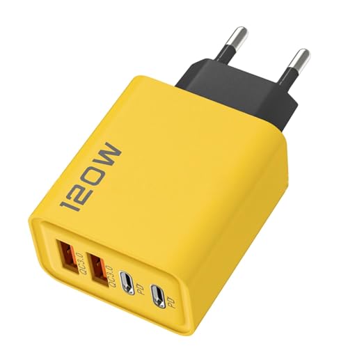 Caricabatterie da muro USB da 120W,Caricabatterie USB multiporta,Adattatore da muro USB tipo C doppio,Caricabatterie da muro a ricarica rapida,Caricatore Da Muro Doppio Tipo