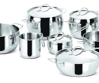 Lagostina Euforia Set di Pentole Induzione, Gas e Forno in Acciaio Inox 18/10, 11 Pezzi, Fondo Lagoseal Plus, Batteria di Pentole con 4 Casseruole, 2 Pentole, Bollilatte, 4 Coperchi