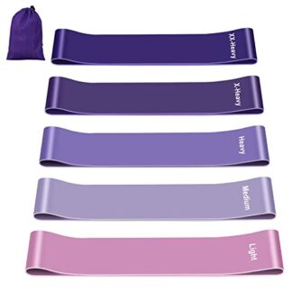 Elastici Fitness (Set di 5), Bande di Resistenza Fitness con 5 Livelli di Resistenza, Fasce Elastiche Fitness per Crossfit, Yoga, Pilates, Squats, Lunges, Stretching, Allenamento di Forza