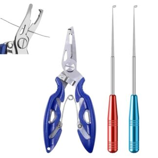 Pinza Pesca,Forbici da Pesca,Pesca Slamatura,Acciaio Inox Rimuovere Gancio Strumento,Pinza da Pesca Multifunzionale,Strumento Portatile per la Rimozione degli Ami da Pesca 3 Pezzi Tokaneit