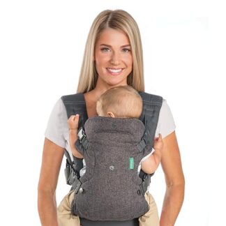 Infantino Marsupio Flip Advanced 4-in-1, Ergonomico, Convertibile, Posizione Fronte-Genitore e Fronte-Strada, Anteriore e Posteriore, per Neonati e Bambini da 3,6 a 14,5 kg, Grigio
