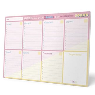 Grupo Erik: Planning da Tavolo A4 Carouge Blue&Pink, Planner settimanale con 54 fogli a strappo, 21 x 29,7 cm, Agenda Organizer, To Do List Planner, Planner settimanale da scrivania