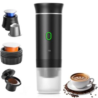 Macchina da Caffè Espresso Portatile Mini,60ml Caffettiera Elettrica Riscaldata per Auto con USB-C,Compatibile con Capsule NS e Caffè Macinato,Caffè Compatta per Campeggio,Escursionismo