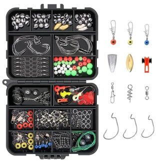 Vicloon Kit Accessori Pesca 191Pz, Attrezzatura Include Girevoli, Sinker, Ganci a Manovella, Cuscinetto a Sfera, Girelle Snaps Connettori Perline Set