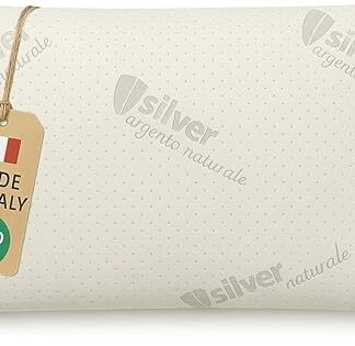 Cuscino in Fiocco di Memory Foam | Ergonomico e Traspirante | Supporto Ottimale per Collo e Cervicale, Adatto a Tutte le Posizioni del Sonno | Fodera Ipoallergenica in Argento Naturale |